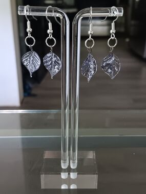 Purple and silver sparkle Leaf Dangle Earrings - Elegant Women's Jewelry